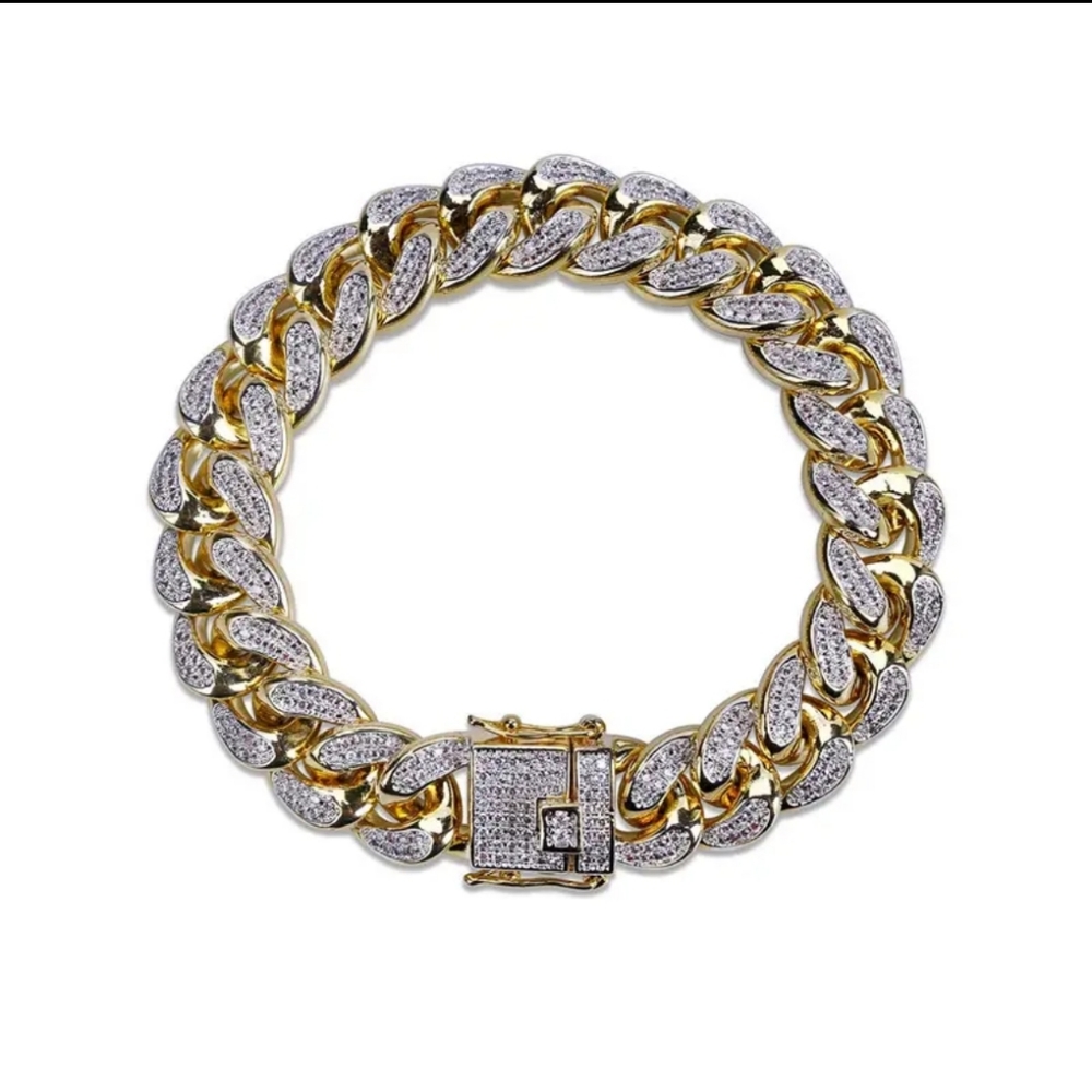 Hip Hop Iced Out Bracelet Cuban Chain Zircon Bracelet For Men